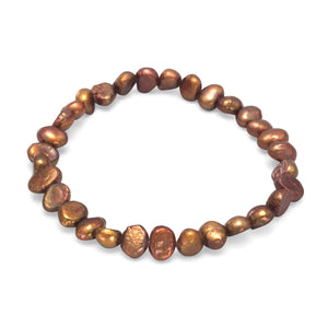 Brown Cultured Freshwater Pearl Stretch Bracelet