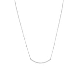 18" + 2" Rhodium Plated Curved CZ Bar Necklace