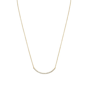 18" + 2" 14 Karat Gold Plated Curved CZ Bar Necklace