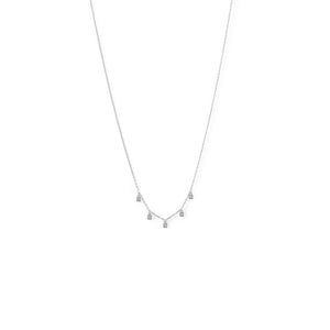 Rhodium Plated Dainty CZ Charm Necklace