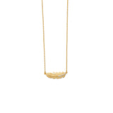 18 Karat Gold Plated Sideways CZ Feather Necklace