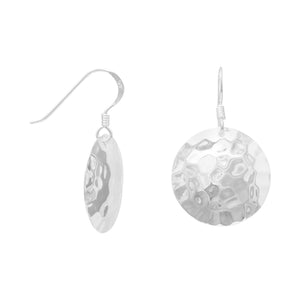 Round Hammered French Wire Earrings