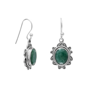 Oxidized Beryl French Wire Earrings