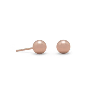 14 Karat Rose Gold Plated 6mm Ball Stud Earrings