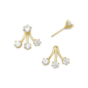 14 Karat Gold Plated CZ Front Back Earrings