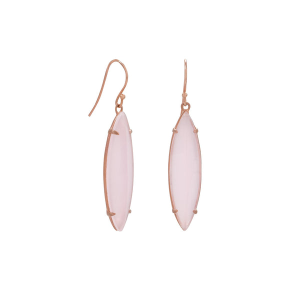 14 Karat Rose Gold Plated Pink Glass Marquise Earrings