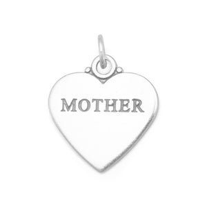 Oxidized "MOTHER" Heart Charm