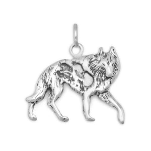 Oxidized Wolf Charm