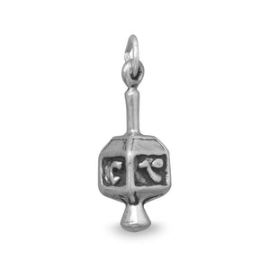 Oxidized Dreidel Charm