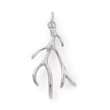 Rhodium Plated Polished Antler Design Pendant