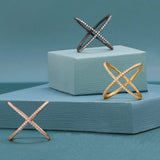 18 Karat Gold Plated Criss Cross 'X' Ring with Signity CZs