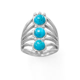 Polished Six Line Reconstituted Turquoise Ring